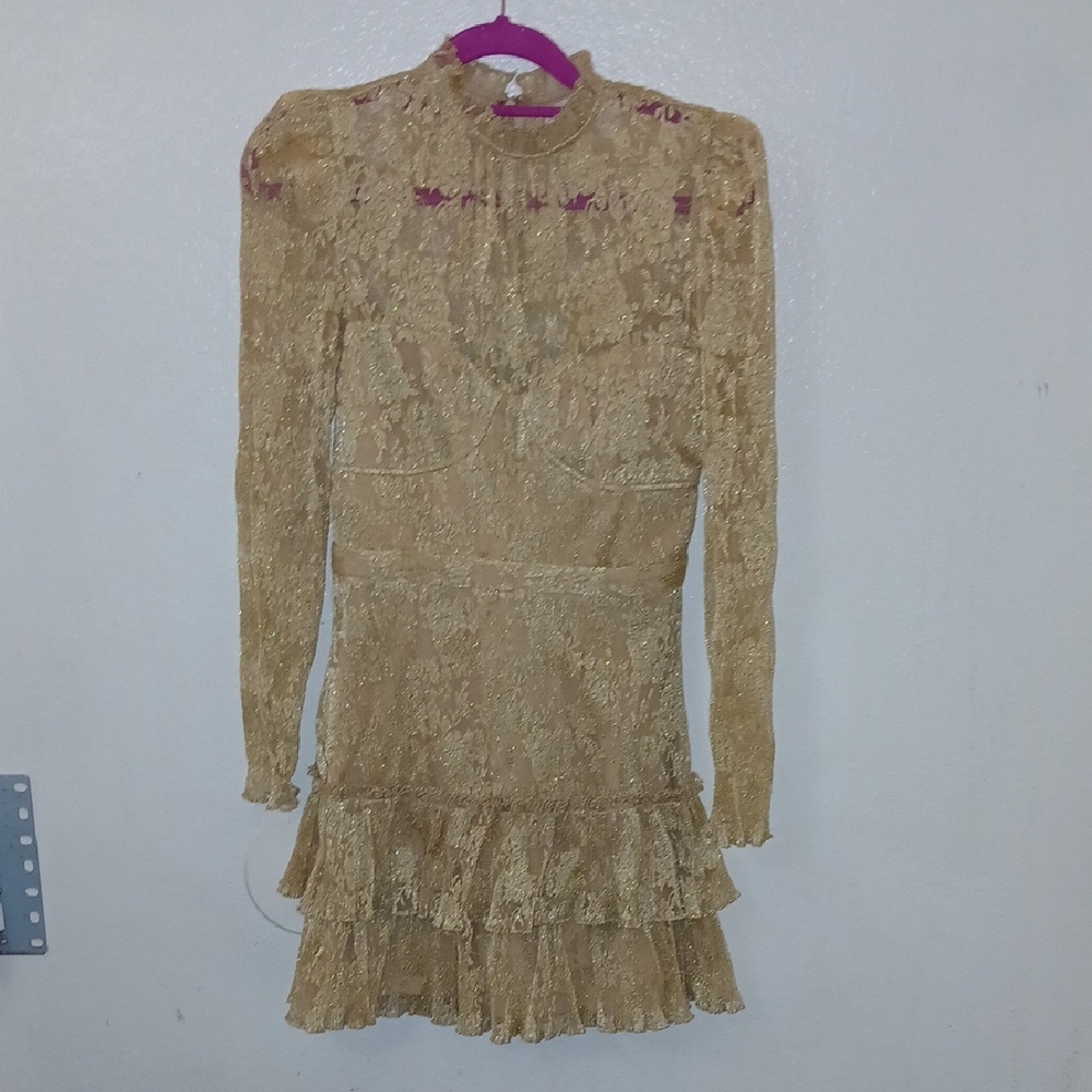 SAYLOR Metallic Gold Dress NWOT